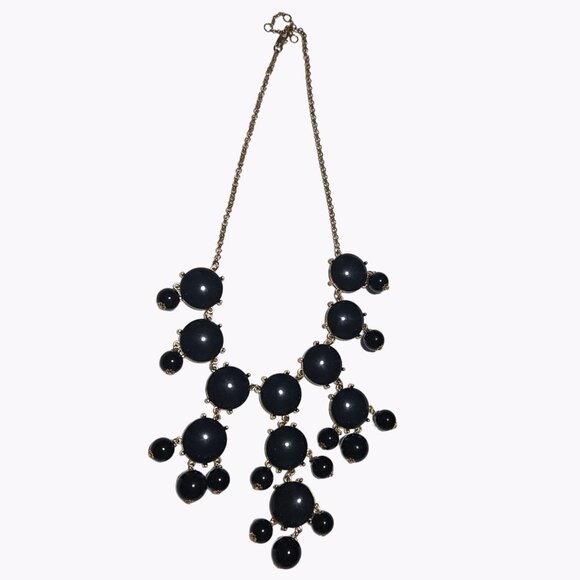 Elegant Black Round Bubble Beaded Chunky Statement Bib Necklace Fashion Jewelry - Picture 1 of 8